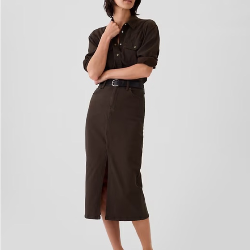 GAP Brown Midi Pencil Skirt with Slit
